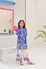 Dhaga Stitched 2 Piece Premium Cotton Lawn Kids Suit-Pixie