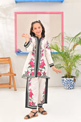Dhaga Stitched 2 Piece Premium Cotton Lawn Kids Suit-Florse