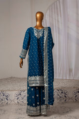 Saira Sultana Stitched 3 Piece Formals Collection-Mah-Jabeen - Teal