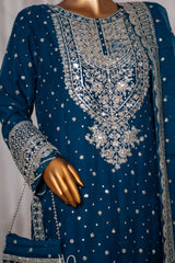 Saira Sultana Stitched 3 Piece Formals Collection-Mah-Jabeen - Teal