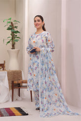 Feathers Unstitched 3 Piece Digital Printed Lawn Summer Suit-Decent Lily-FT256
