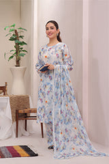 Feathers Unstitched 3 Piece Digital Printed Lawn Summer Suit-Decent Lily-FT256