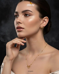 Delicate Ribbon Bow Pendant Set - Zeesy Jewellery