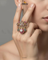 Delightful Floral Crystal Pave Ring - Zeesy Jewellery
