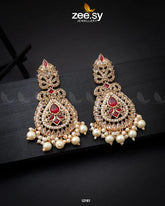 Dilnaz Jhumka Golden Red - Zeesy Jewellery