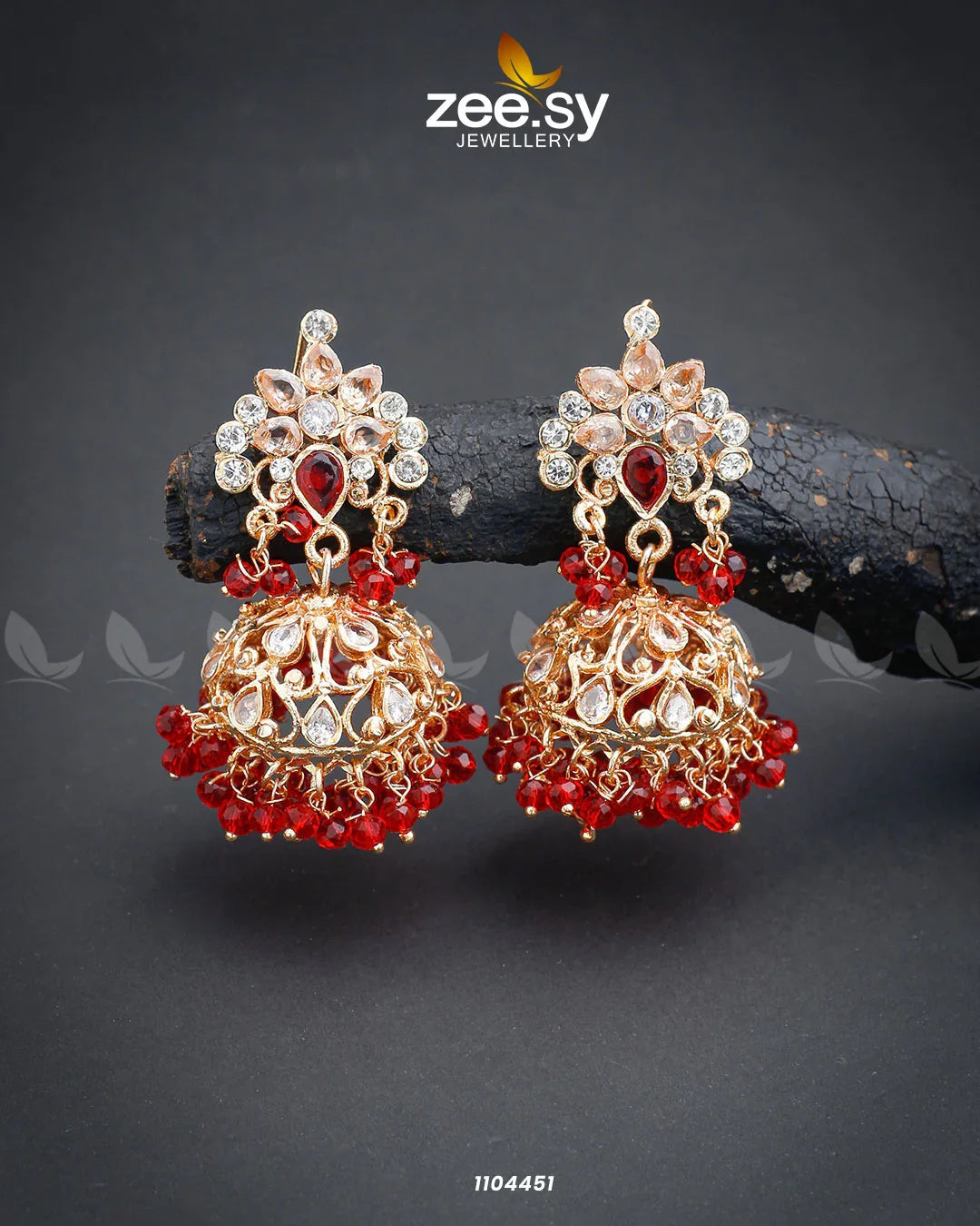 EARRINGS-0641 Red - Zeesy Jewellery