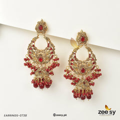 EARRINGS-0738 Red - Zeesy Jewellery
