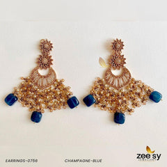EARRINGS-0756 Champagne-Blue - Zeesy Jewellery