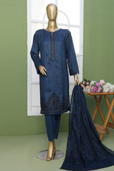 Elite By HZ Unstitched 3 Piece Emb Lawn Suit-EC-216