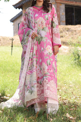 Elaf Prints Unstitched 3 Piece Printed Chikankari Lawn Suit-ECK-03-B-Pink Muse
