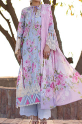 Elaf Prints Unstitched 3 Piece Printed Chikankari Lawn Suit-ECK-04-A-Ocean Blossom