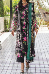 Elaf Prints Unstitched 3 Piece Printed Lawn Suit-EEP-02-A-Dark Floral