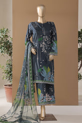 Intermix Art & Craft By HZ Stitched 3 Piece Printed Cambric Suit-ELP-3P-531-Zinc