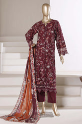 Sada Bahar Stitched 3 Piece Festive Emb Lawn With Fancy Dupatta Vol-02 Suit-EMB-984-BROWN