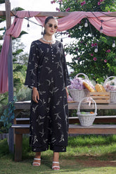 Luxe Noir by Madiha Gohar Stitched Summer Suit-Ebony Flora