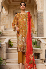Eid Ke Rang By Bin Saeed Stitched 3 Piece Chikankari Lawn Suit-WC-1785-Mustard