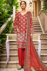 Eid Ke Rang By Bin Saeed Stitched 3 Piece Chikankari Lawn Suit-SM-1783-Red