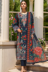 Eid Ke Rang By Bin Saeed Stitched 3 Piece Chikankari Lawn Suit-SM-1778-Blue