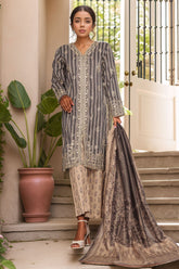 Eid Ki Khushiyan by Bin Saeed Stitched 3 Piece Luxury Self & Stripe Collection'2025-SM-1853