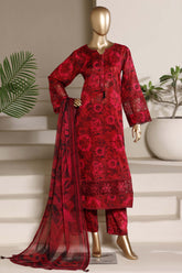 Sada Bahar Stitched 3 Piece Luxury Peplum Frock Vol-02 Suit-EMB-826-RED