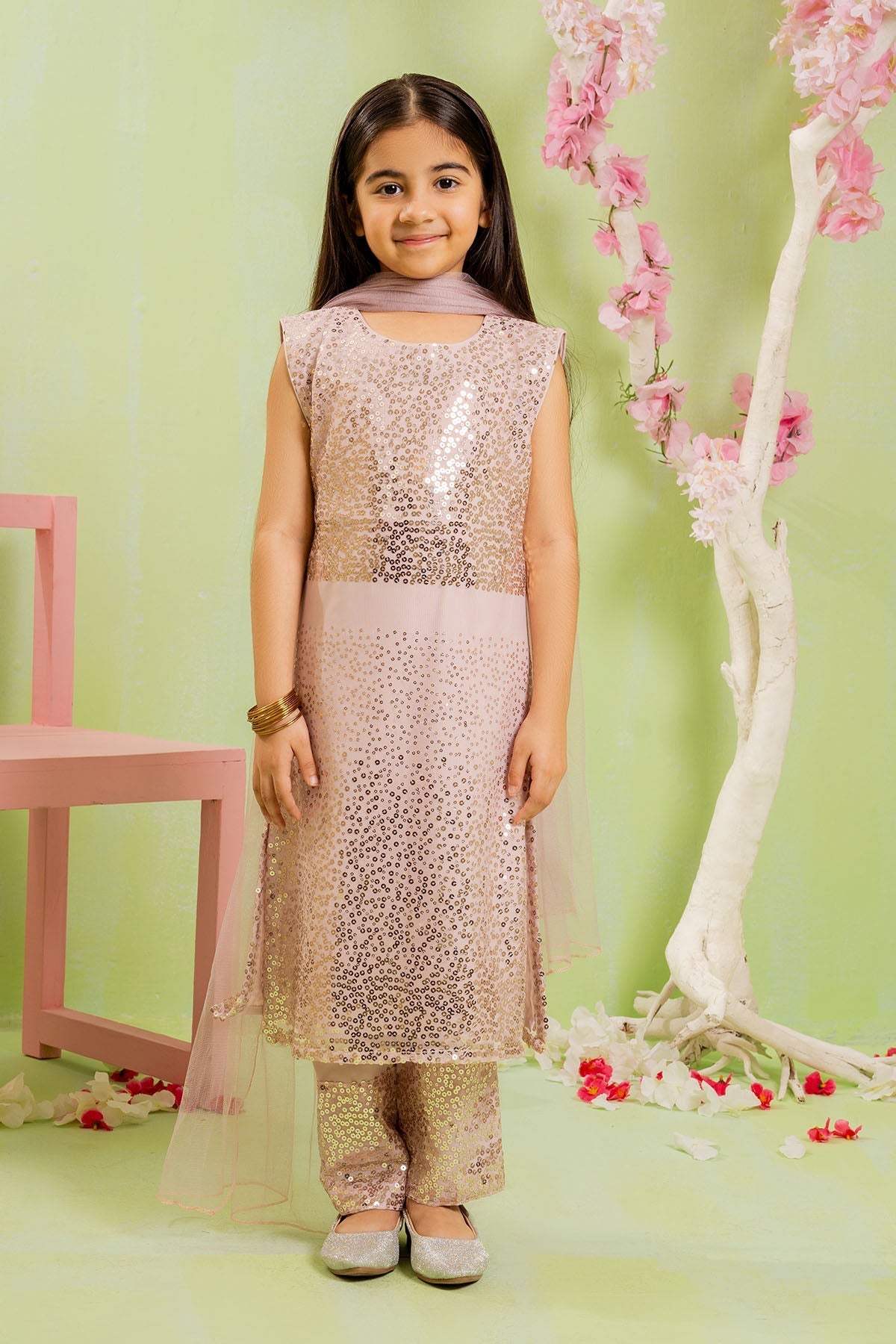 Shop Sequence Embroidered Net 3 Pc Suit for kids???stylish, comfortable, and affordable.