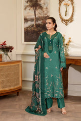 Summer Scent By Nine Needles Stitched 3 Piece Summer Suit-Emerald Dream-NP-09