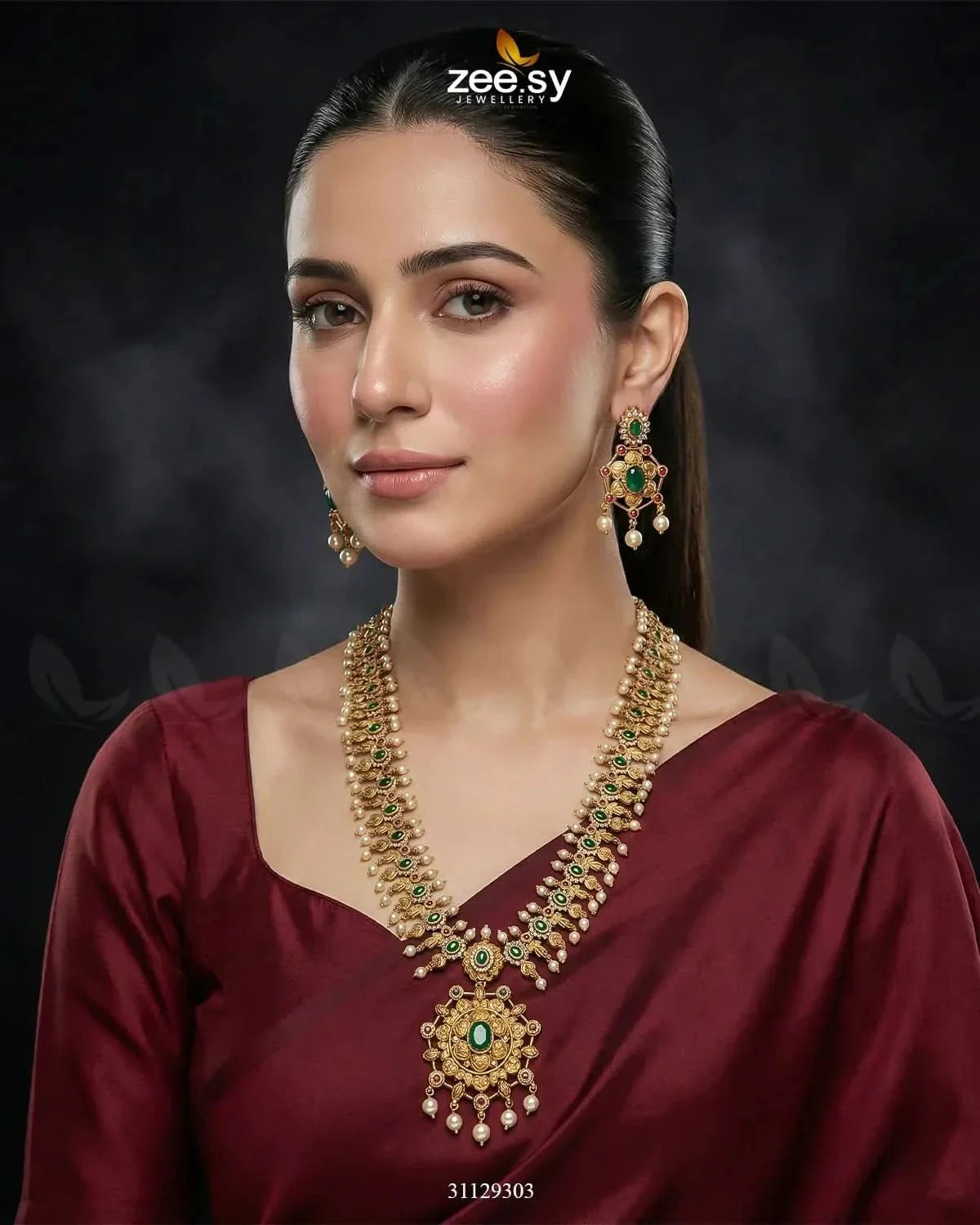 Emerald Vine Pearl Malla Set