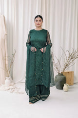 Madiha Gohar Stitched 3 Piece Emb Suit-Emerald Aura-Sequin Work