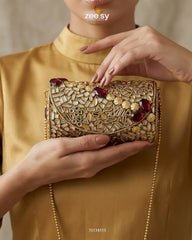 Zeesy-Empress Ruby Kundan Clutch Bag
