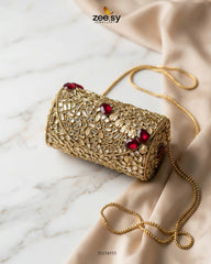 Zeesy-Empress Ruby Kundan Clutch Bag
