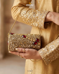 Zeesy-Empress Ruby Kundan Clutch Bag