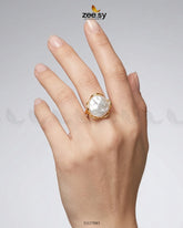 Ethereal Molten Gold Sea-Pearl Ring