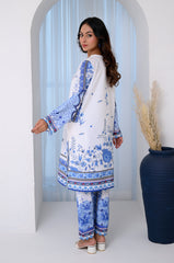 Preet Print Edit By Suitsu Stitched Summer Suit-Sapphire Breeze