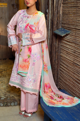 Chameli Studio Peach Petal 3 Piece Unstitched Embroidered Cotton Lawn