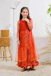 Sprinkles Stitched 1 Piece Formals Shirts Kids Collection'2025-Amber Radiance - 1pc - Embelished