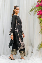 Dhaga Stitched 2 Piece Co Ords Summer Collection'2025-Black Embroidered