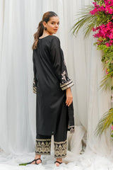 Dhaga Stitched 2 Piece Co Ords Summer Collection'2025-Black Embroidered