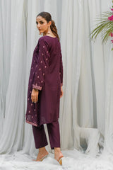 Dhaga Stitched 2 Piece Co Ords Summer Collection'2025-Purple Embroidered