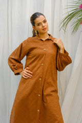Dhaga Stitched 2 Piece Solids Crepe Summer Suit-Almond