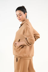 Sprinkles Stitched 2 Piece Winter Co Ord Sets Women Collection'2025-Linear Coffee Brown - 2pcs?Co-Ord?Set