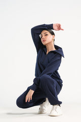 Sprinkles Stitched 2 Piece Winter Co Ord Sets Women Collection'2025-Zippi Navy - 2pcs?Co-Ord?Set