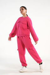 Sprinkles Stitched 2 Piece Winter Co Ord Sets Women Collection'2025-Flappy Hot Pink - 2pcs?Co-Ord?Set