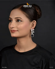 Fiorenza Earrings Silver Blue - Zeesy Jewellery