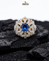 Floral Center Stone Cluster Ring