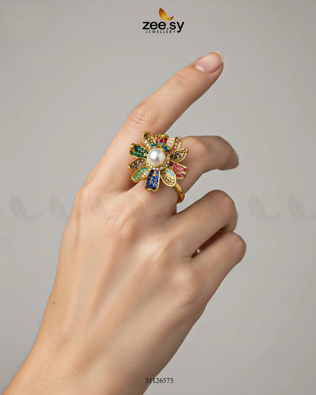 Floral Art Cluster Pave Ring - Zeesy Jewellery