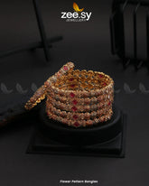Flower Pettern Bangles Red - Zeesy Jewellery