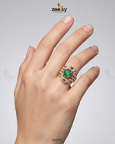 Zeesy-Flower Bold Stone Ring