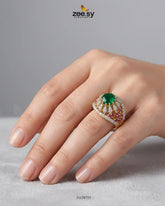 Zeesy-Forest Flora Dome Zirconia Ring