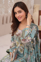 Feathers Unstitched 3 Piece Digital Printed Lawn Summer Suit-French Summer-FT259