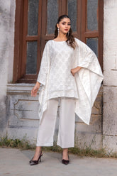Dhaga Stitched Summer Women Suit-Zehra Cape Set